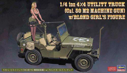 Hasegawa 652283 1/24 4x4 Truck mit M2 Maschinengewehr und blonder  Frau