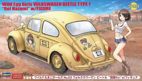 Hasegawa 652288 1/24 Wild Egg Girls, VW Käfer mit Figur Rei Hazumi