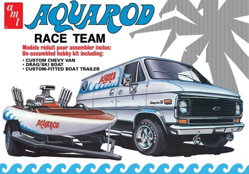 AMT AMT1338 Aqua Rod Race Team 1975 Chevy Van  Race Boat &amp  Trailer