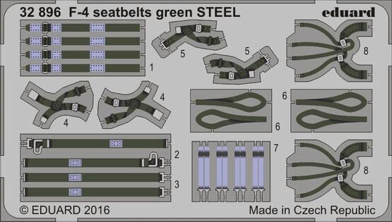 Eduard Accessories 32896 F-4 seatbelts green STEEL