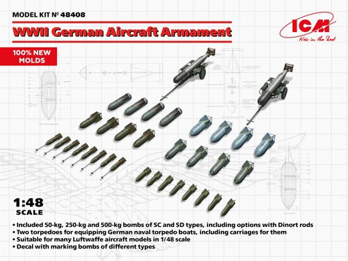 ICM 48408 WWII German Aircraft Armament (100% new molds)