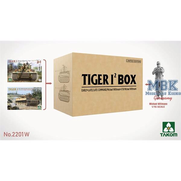 TAKOM MODEL TAK2201W TIGER I BIG BOX 2 kits & 1:16 M. Wittmann figure