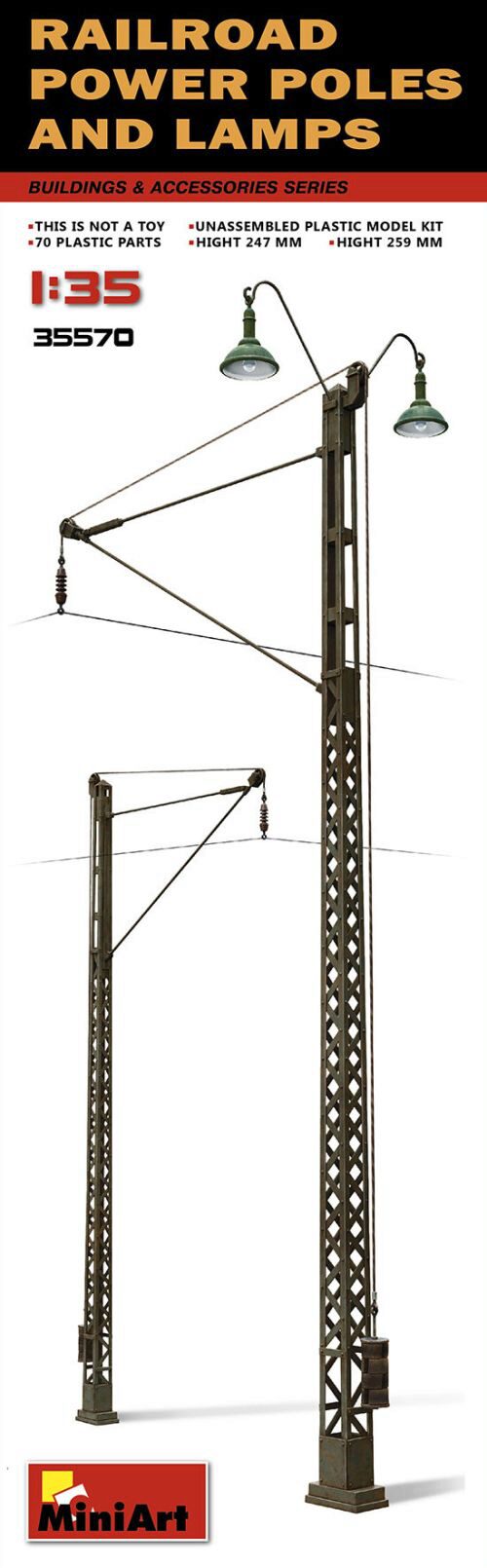 MiniArt 35570 Railroad Power Poles & Lamps