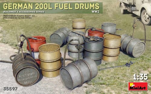 MiniArt 35597 German 200L Fuel Drum Set WW2