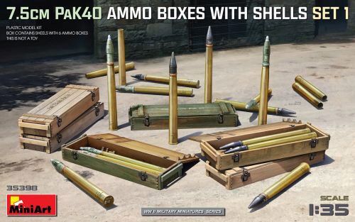 MiniArt 35398 7.5cm PaK40 Ammo Boxes w/Shells Set 1
