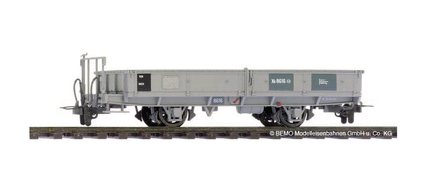 Bemo 2257196 RhB Xk 8616 Bahndienst-Flachwagen grau