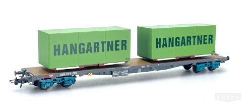 HAG 392HANG *SBB Flachwagen Sgss beladen mit 2 Container Hangartner