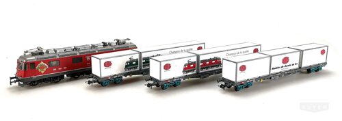 HAG 096 *SBB HAG Jubiläumsset mit Re 6/6  11636 + 3 Containerwagen