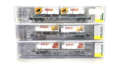 Lot 6058 *Spur N Konvolut  Minitrix SBB Containertragwagen coop   3tlg