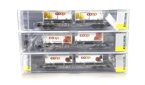 Lot 6059 *Spur N Konvolut  Minitrix SBB Containertragwagen coop   3tlg