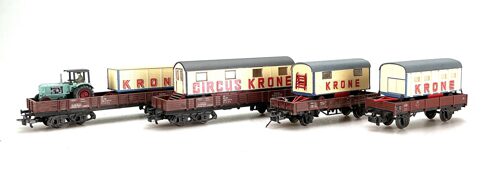 Lot 6372 *Spur H0 Konvolut Preiser / Roco  Zirkus Krone 4 Wagen beladen