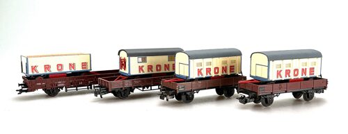 Lot 6373 *Spur H0 Konvolut Preiser / Roco  Zirkus Krone 4 Wagen beladen