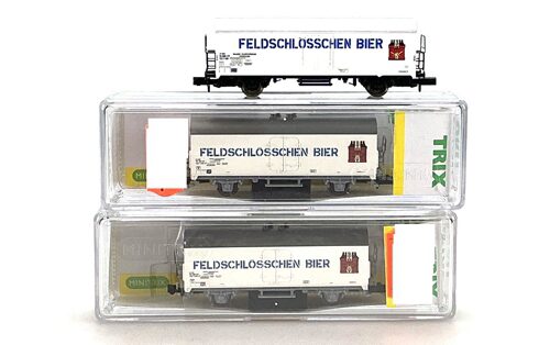 Lot 7101 *Spur N Konvolut Minitrix SBB Feldschlösschen Bierwagen 3tlg