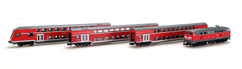 Lot 7134 *Spur N Konvolut Fleischmann DB Doppelstockwagen Pendelzug mit Lok + Steuerwagen 4tlg