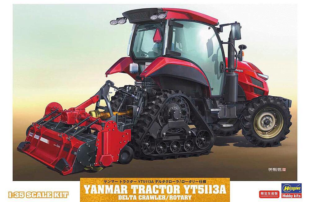 Hasegawa 666107 1/35 Yanmar Traktor YT5113A Delta mit Vertikutierer