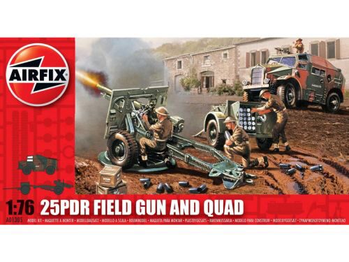 Airfix A01305V 25pdr Field Gun & Quad, Vintage Classics