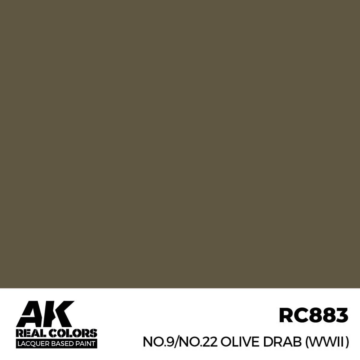 AK RC883 Real Colors No.9/No.22 Olive Drab (WWII) 17 ml.