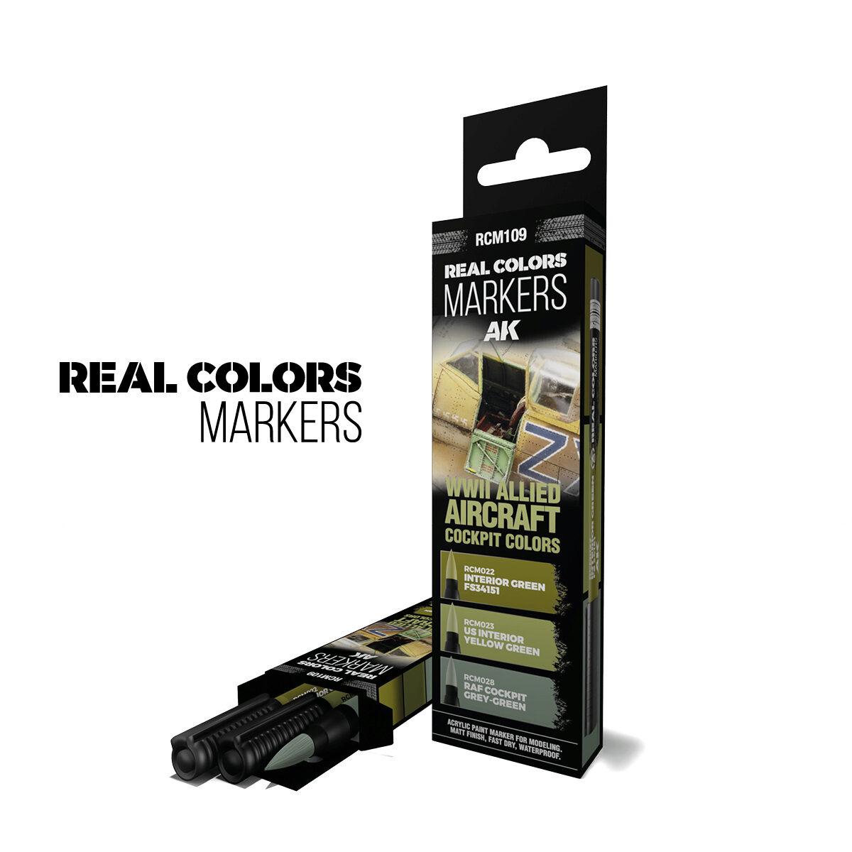 AK RCM109 WWII ALLIED AIRCRAFT COCKPIT COLORS - SET 3 REAL COLORS MARKERS