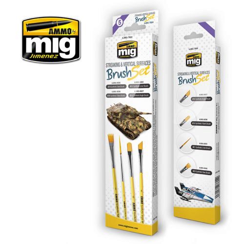 Ammo AMIG7604 STREAKING AND VERTICAL SURFACES BRUSH SET