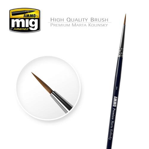 Ammo AMIG8602 1/0 PREMIUM MARTA KOLINSKY ROUND BRUSH