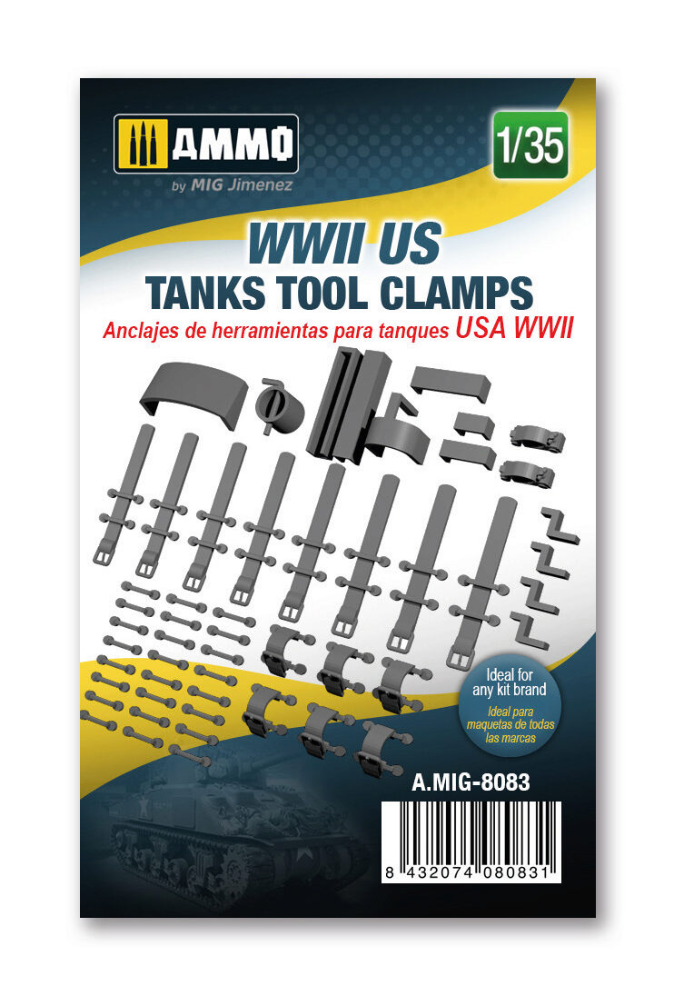 Ammo AMIG8083 WWII US tanks tool clamps, scale 1/35 Resin Kit
