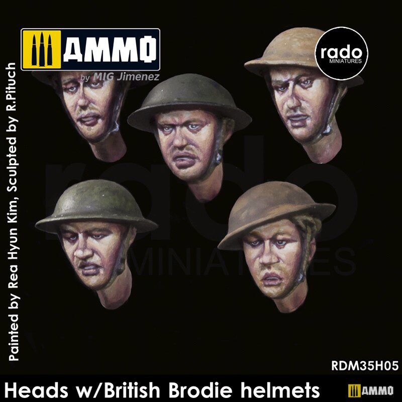 Rado Miniatures RDM35H05 Heads with British Brodie helmets (5. pcs) 