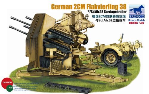 Bronco Models CB35057 German 2cm Flakvierling 38 w/trailer