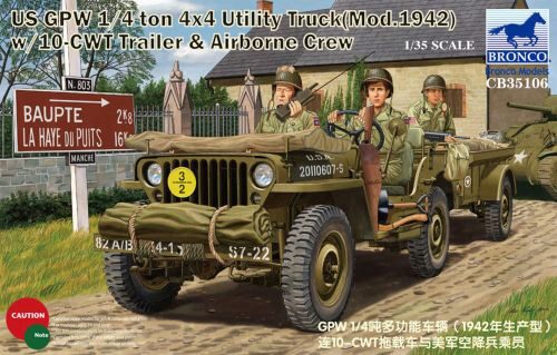 Bronco Models CB35106 GPW 1/4 ton 4x4 Utility Track Mod.1942 w/10-CWT & Airborne Crew