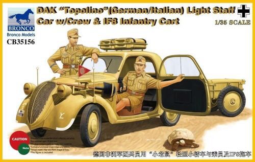 Bronco Models CB35156 DAK Topolino (German-Italian)Light Staff Car w/Crew & IF8 Intantry Cart