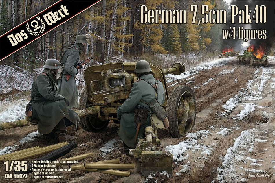 Das Werk 35027 German 7,5cm Pak40 w/4 figures