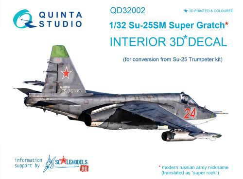 Quinta Studio QD32002 1/32 Su-25SM 3D-Printed & coloured Interior on decal paper (for Trumpeter kit)