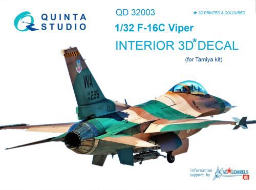 Quinta Studio QD32003 1/32 F-16C 3D-Printed & coloured Interior on decal paper (for Tamiya kit)