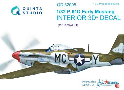 Quinta Studio QD32005 1/32 P-51D (Early) 3D-Printed & coloured Interior on decal paper (for Tamiya kit)