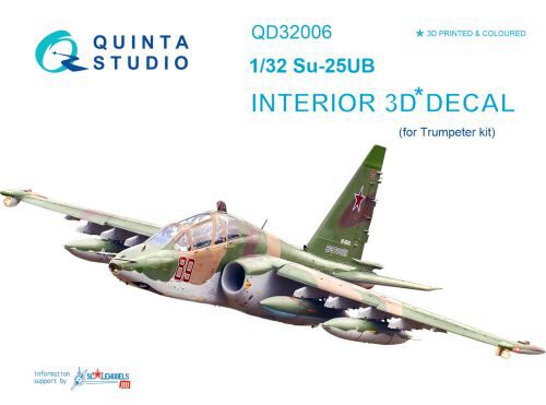 Quinta Studio QD32006 1/32 Su-25UB 3D-Printed & coloured Interior on decal paper (for Trumpeter kit)