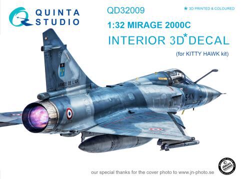 Quinta Studio QD32009 1/32 Mirage 2000C 3D-Printed & coloured Interior on decal paper (for Kitty Hawk kit)