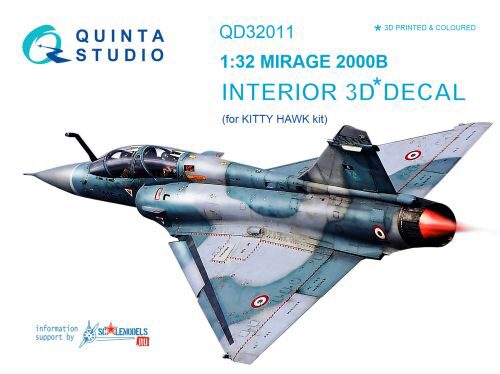 Quinta Studio QD32011 1/32 Mirage 2000B 3D-Printed & coloured Interior on decal paper (for Kitty Hawk kit)