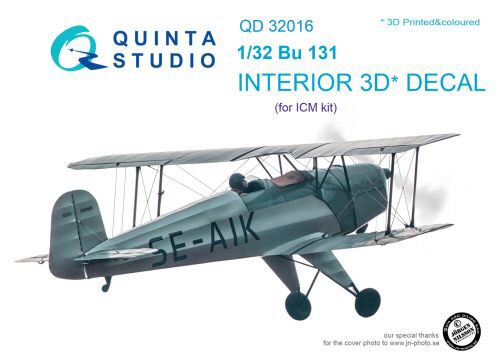 Quinta Studio QD32016 1/32 Bu 131 3D-Printed & coloured Interior on decal paper (for ICM kit)