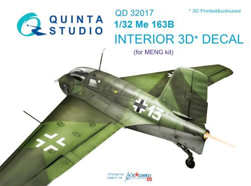 Quinta Studio QD32017 1/32 Me 163B 3D-Printed & coloured Interior on decal paper (for Meng kit)