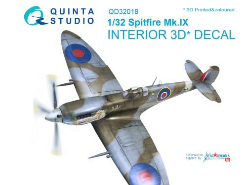 Quinta Studio QD32018 1/32 Spitfire Mk.IX 3D-Printed & coloured Interior on decal paper (for Tamiya kit)