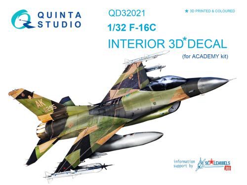Quinta Studio QD32021 1/32 F-16C 3D-Printed & coloured Interior on decal paper (for Academy kit)