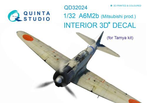 Quinta Studio QD32024 1/32 A6M2b (Mitsubishi prod.) 3D-Printed & coloured Interior on decal paper (for Tamiya kit)