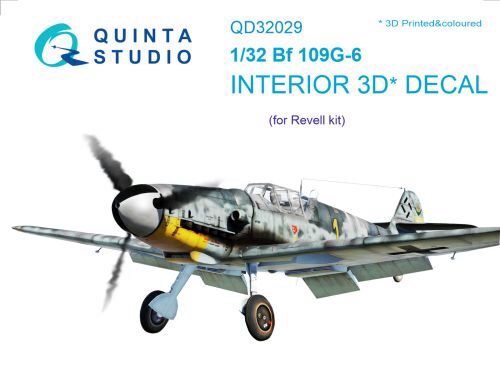 Quinta Studio QD32029 1/32 Bf 109G-6 3D-Printed & coloured Interior on decal paper (for Revell kit)