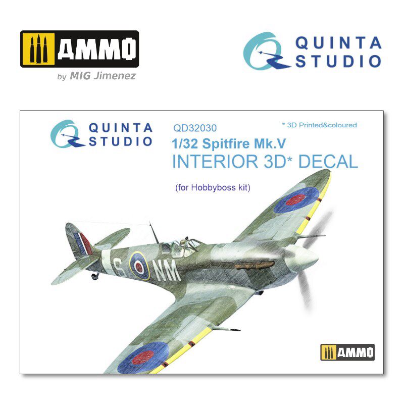 Quinta Studio QD32030 1/32 Spitfire Mk.V 3D-Printed &amp, coloured Interior on decal paper (for Hobbyboss kit) 
