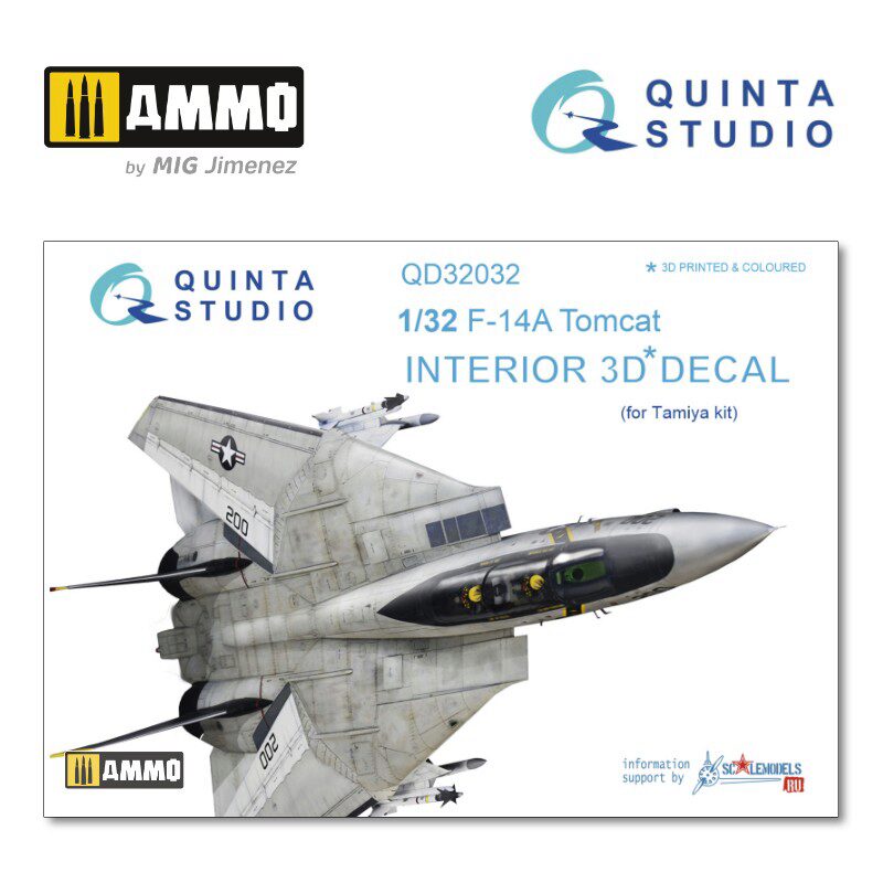 Quinta Studio QD32032 1/32 F-14A 3D-Printed &amp, coloured Interior on decal paper (for Tamiya kit) 
