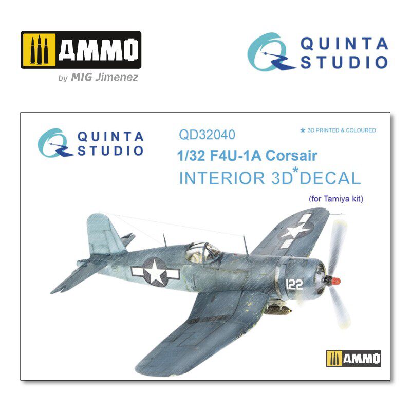 Quinta Studio QD32040 1/32 F4U-1A Corsair 3D-Printed &amp, coloured Interior on decal paper (for Tamiya  kit) 