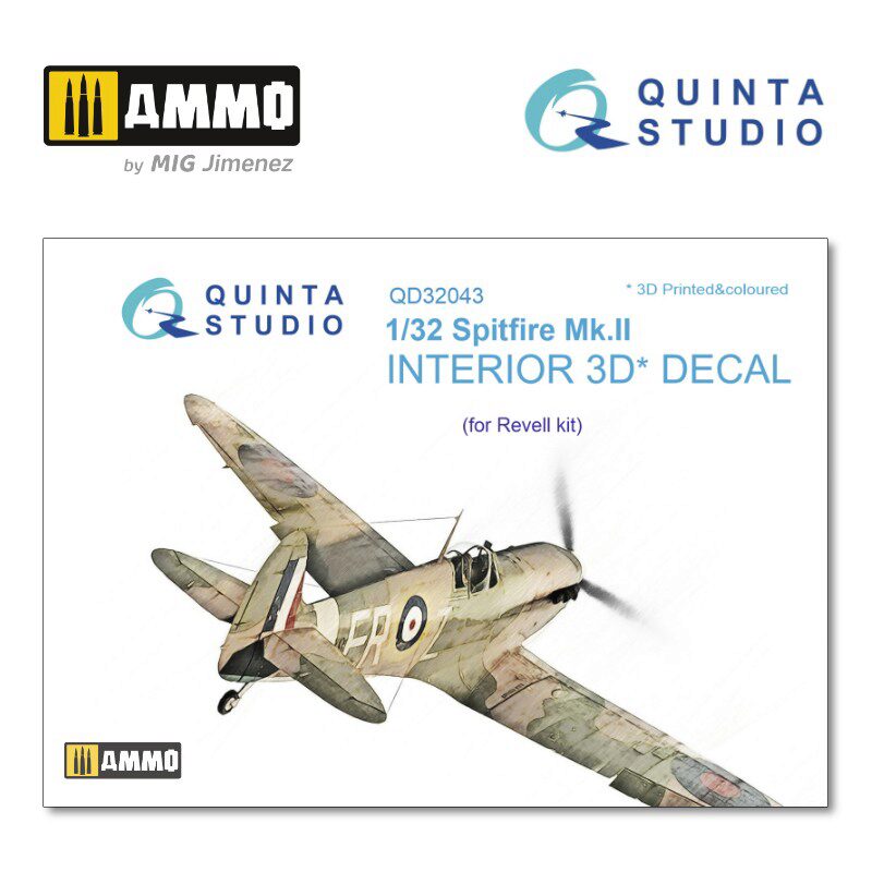Quinta Studio QD32043 1/32 Spitfire Mk. II 3D-Printed &amp, coloured Interior on decal paper (for Revell  kit) 