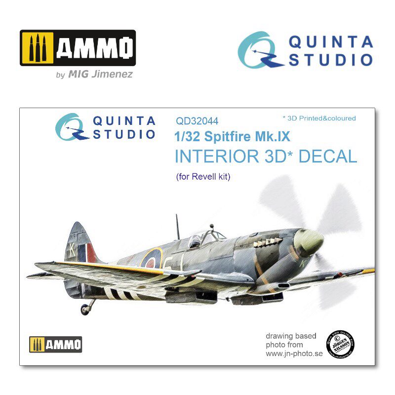 Quinta Studio QD32044 1/32 Spitfire Mk. IX 3D-Printed &amp, coloured Interior on decal paper (for Revell  kit) 