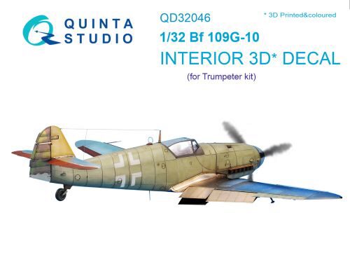 Quinta Studio QD32046 1/32 Bf 109G-10 3D-Printed & coloured Interior on decal paper (for Trumpeter kit)