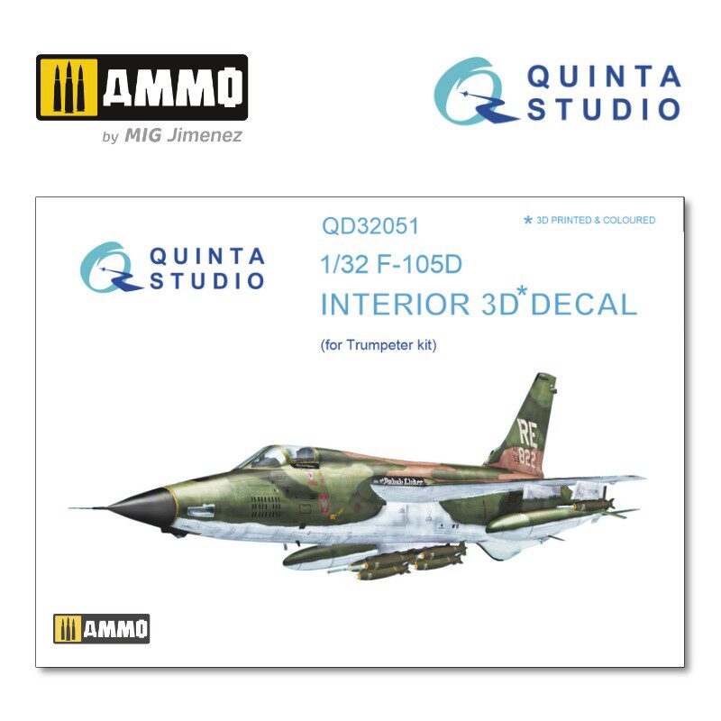 Quinta Studio QD32051 1/32 F-105D  3D-Printed &amp, coloured Interior on decal paper (for Trumpeter kit) 