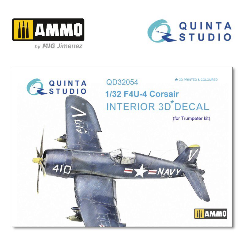 Quinta Studio QD32054 1/32 F4U-4 3D-Printed &amp, coloured Interior on decal paper (for Trumpeter kit) 